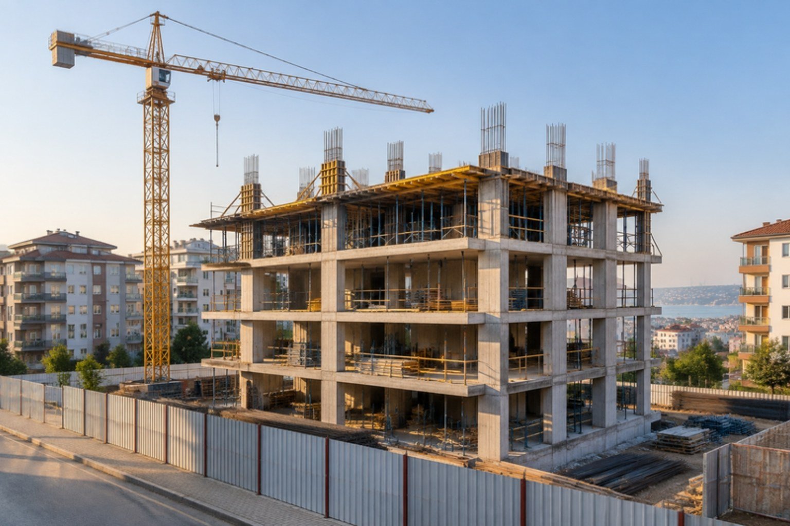 Betonarme karkası yükselen konut inşaatı ve yapı denetim süreci, temsili görsel